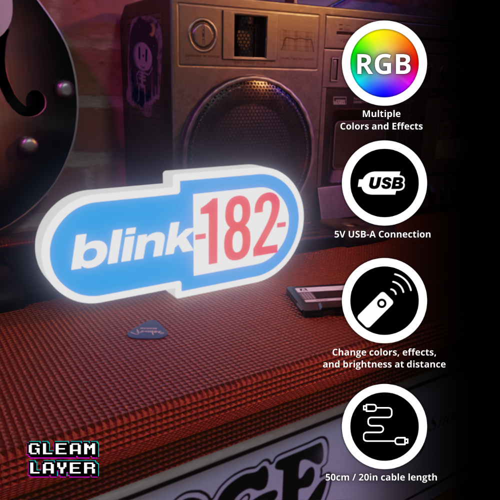 Blink 182 Old Logo Y2K Punk Era RGB Display for Entertainment Rooms