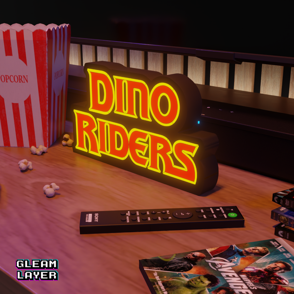 Dino Riders Dinosaur Riders Neon Style Wall Accent for Gaming Setups
