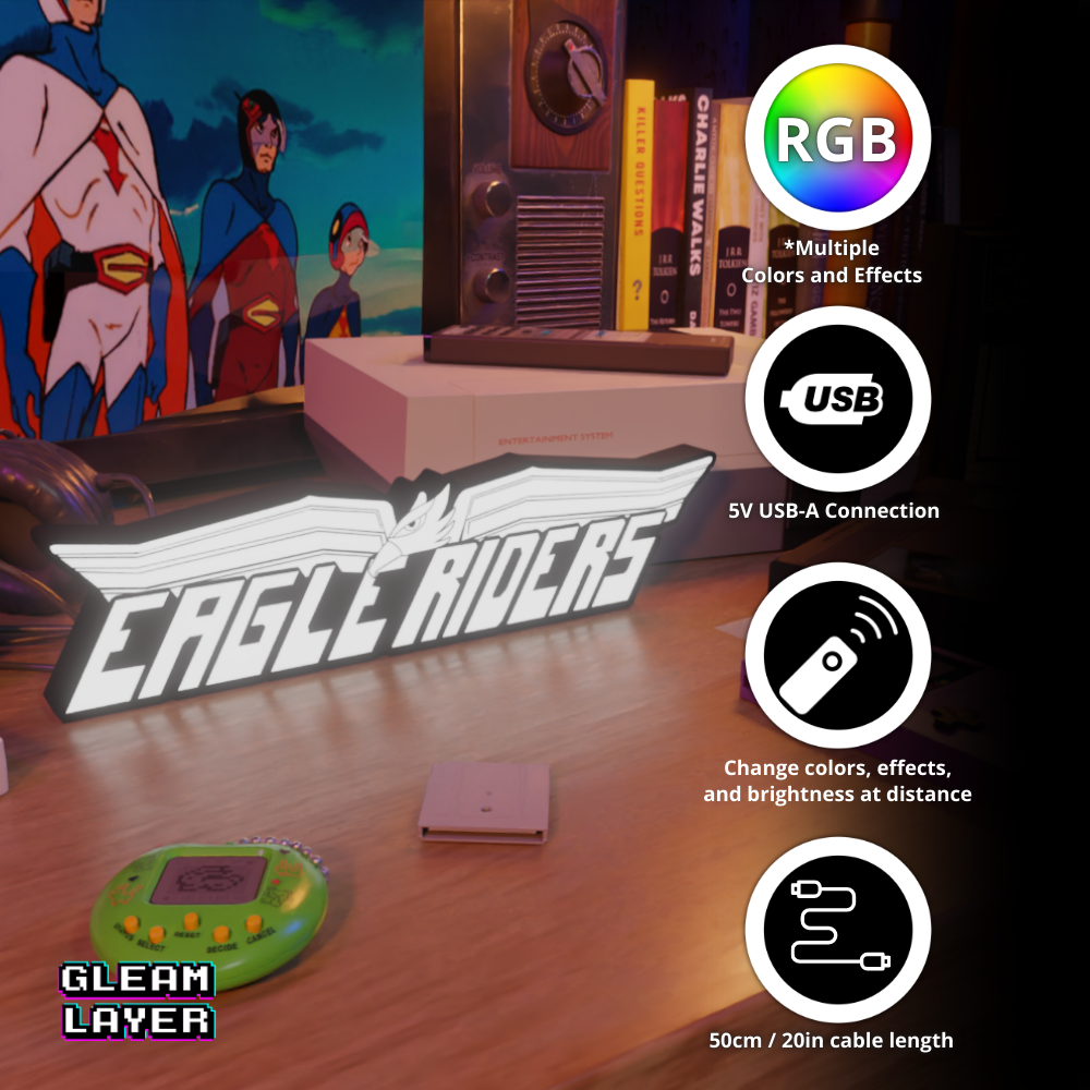 Saban’s Eagle Riders 90s Action Anime RGB Atmosphere Display for Entertainment Rooms