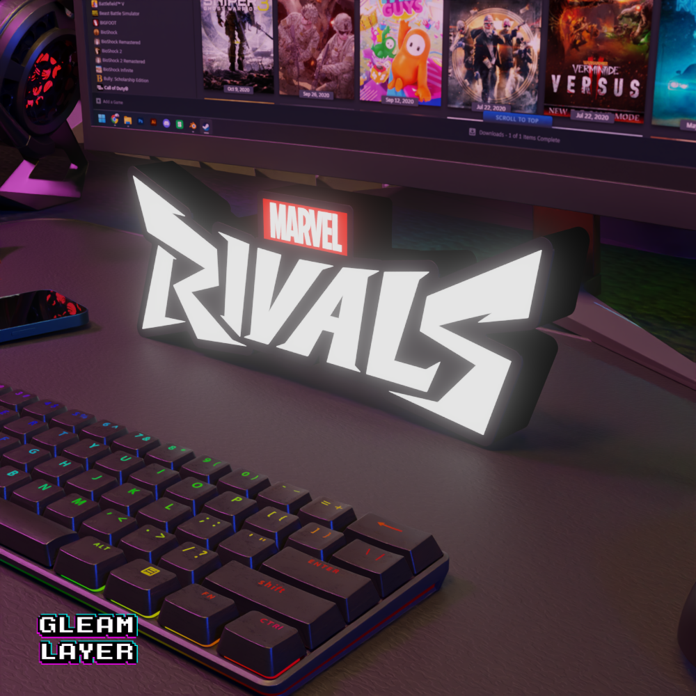 Marvel Rivals Hero Battle Neon Style Wall Accent for Esports Setups