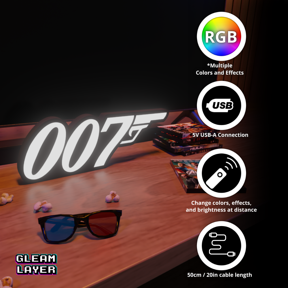 James Bond 007 Classic Agent Era RGB Atmosphere Display for Entertainment Rooms