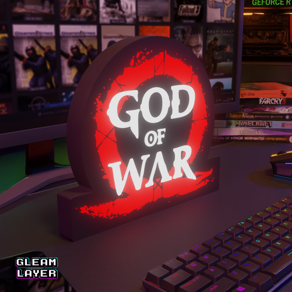 God of War Logo LED Lightbox for Collector & Gaming Spaces