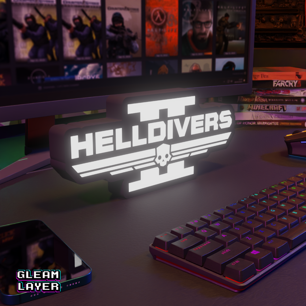 Helldivers 2 LED Lightbox for Gamer & Collector Spaces