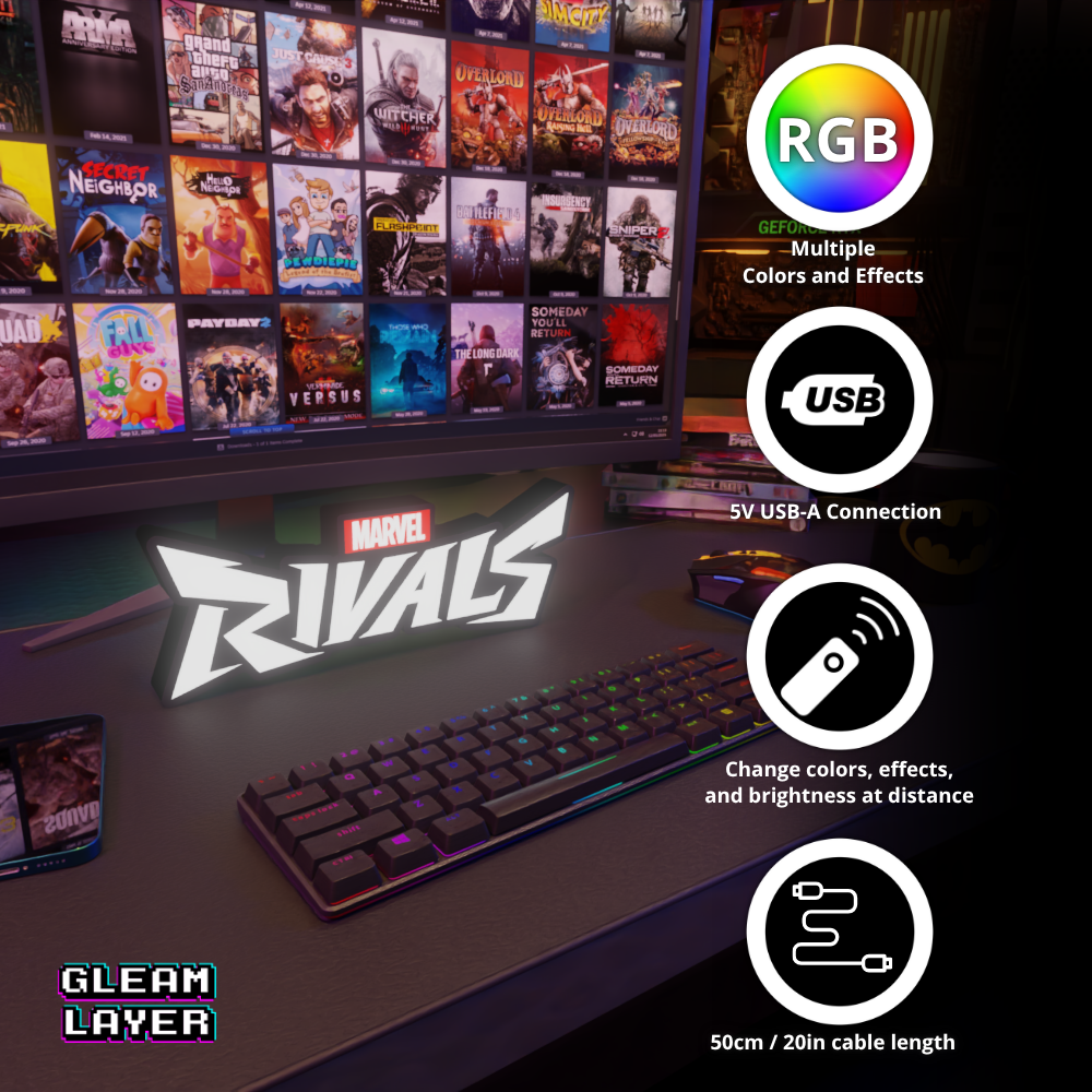 Marvel Rivals Team vs Team RGB Atmosphere Display for Entertainment Rooms