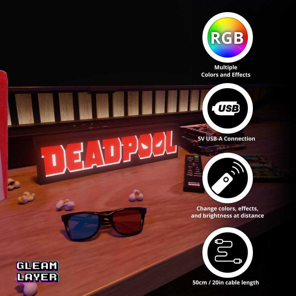 Deadpool Action Comedy RGB Atmosphere Display for Entertainment Rooms
