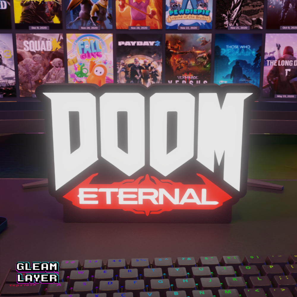 DOOM Eternal Logo RGB Glow Decor for Gaming Rooms
