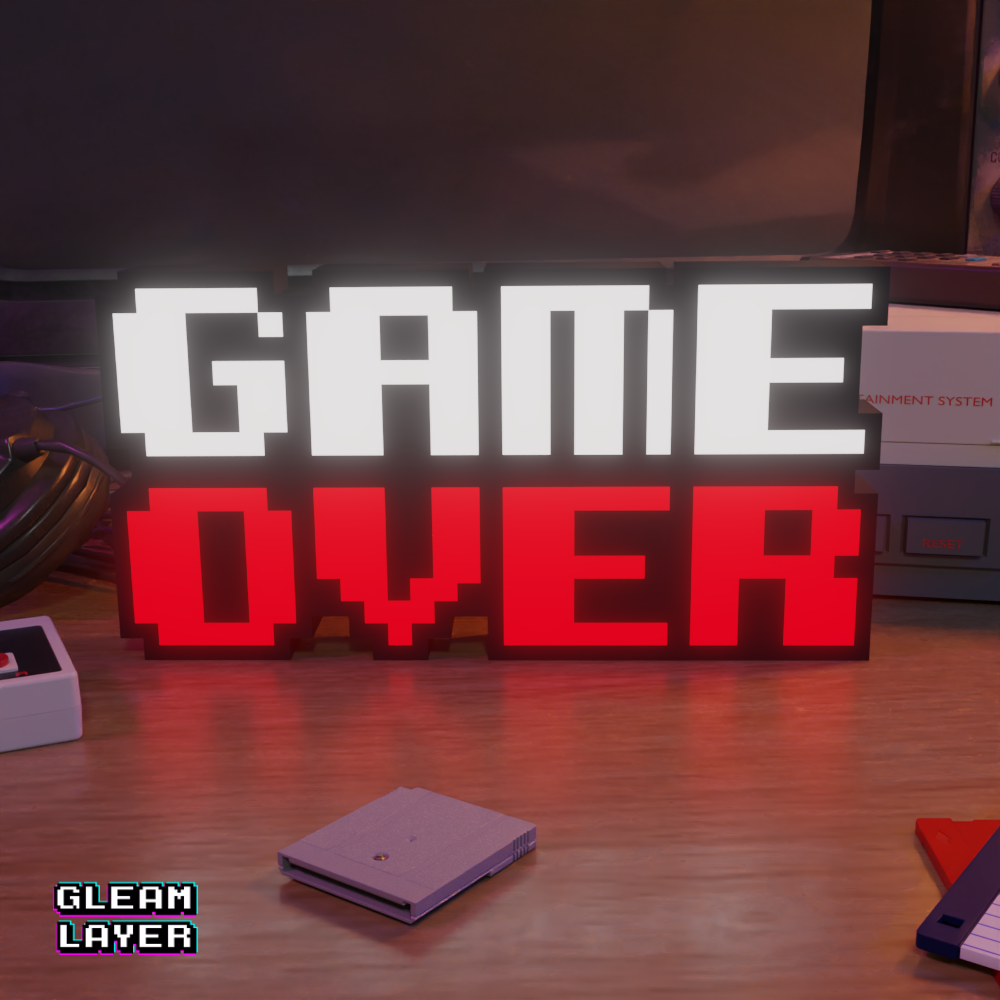Game Over Retro RGB Glow Decor for Classic Gaming Rooms