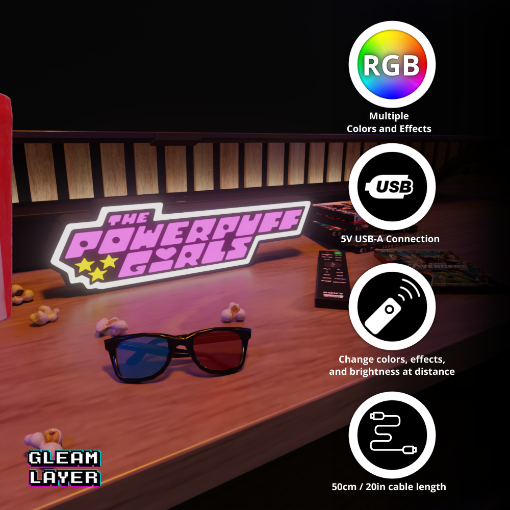 Powerpuff Girls 90s Cartoon RGB Atmosphere Display for Entertainment Rooms