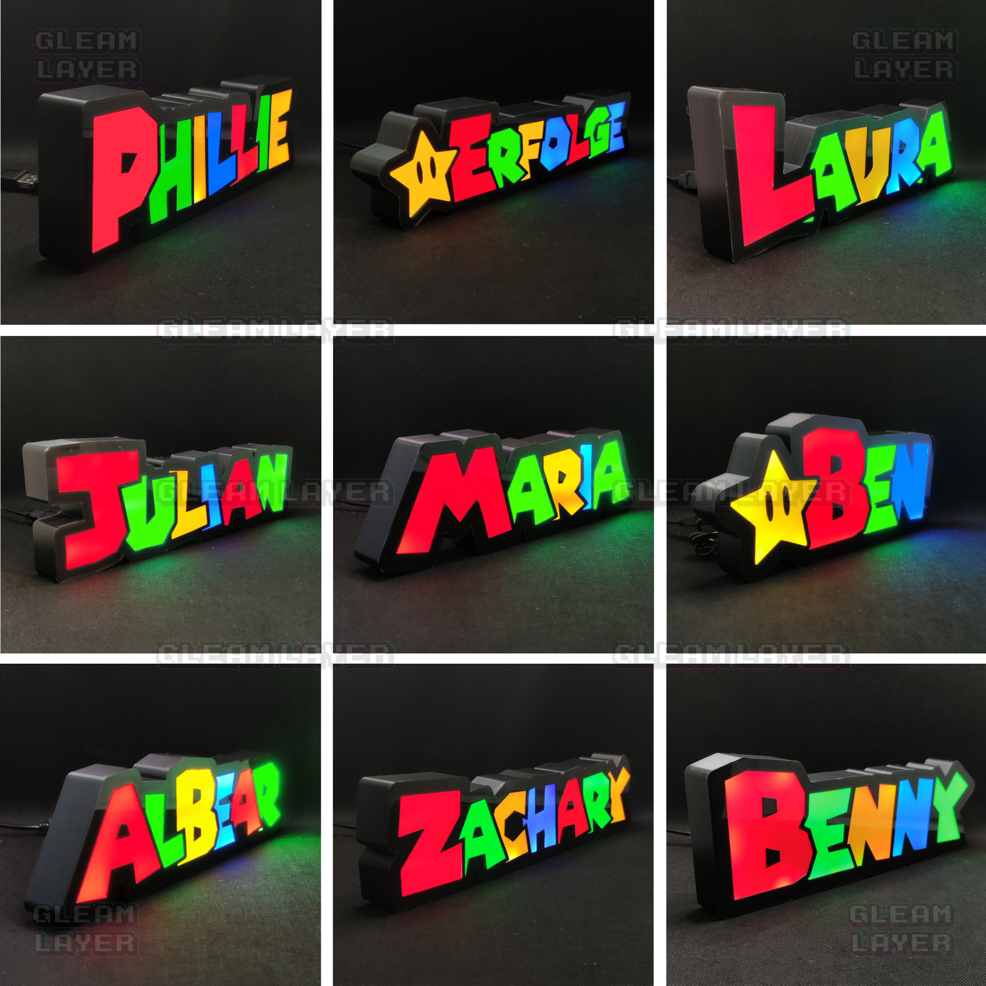 Super Mario Style Custom Name LED Neon Light Gaming Room Decor