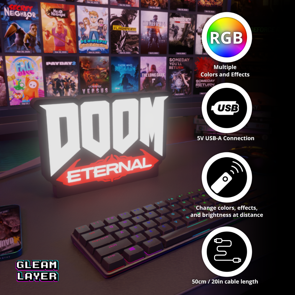 DOOM Eternal Hell Combat RGB Atmosphere Display for Entertainment Rooms