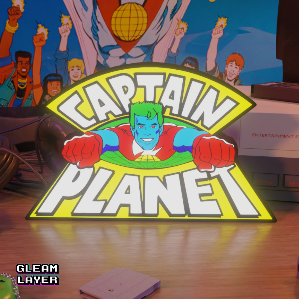Captain Planet Cartoon RGB Glow Decor for 90s Animation Fan Rooms