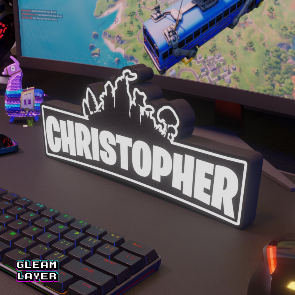 Custom Battle Royale Name LED Sign Fortnite Style Gaming Room Decor