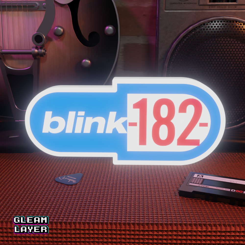 Blink 182 Old Logo Pop Punk RGB Glow Sign for 2000s Music Rooms