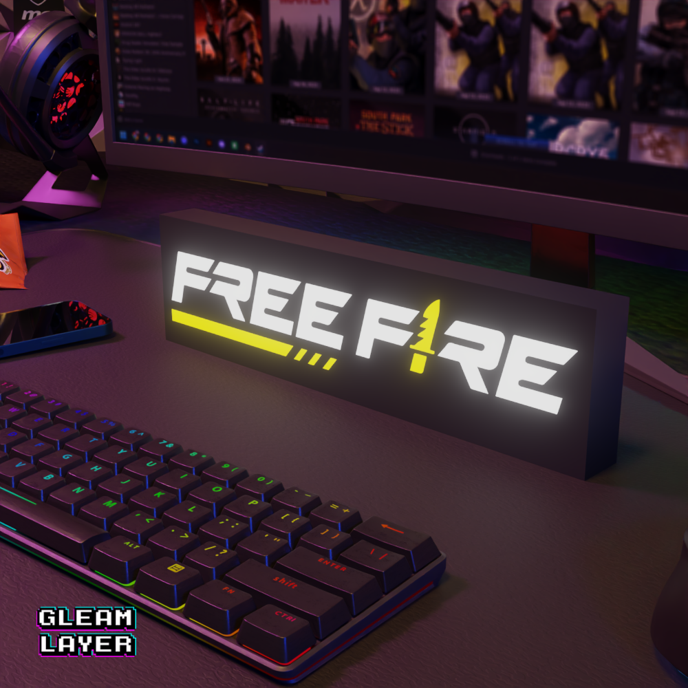 Garena Free Fire Neon Style Wall Accent for Gaming Setups