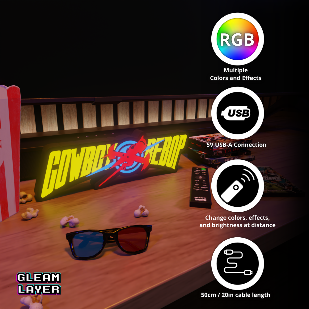 Cowboy Bebop Sci-Fi Bounty Hunter RGB Atmosphere Display for Entertainment Rooms