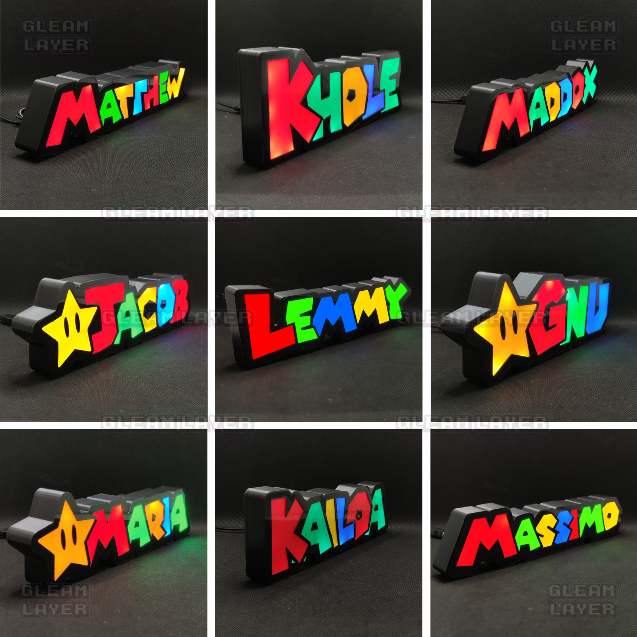 Custom Name LED Light Sign Super Mario Inspired RGB Lamp
