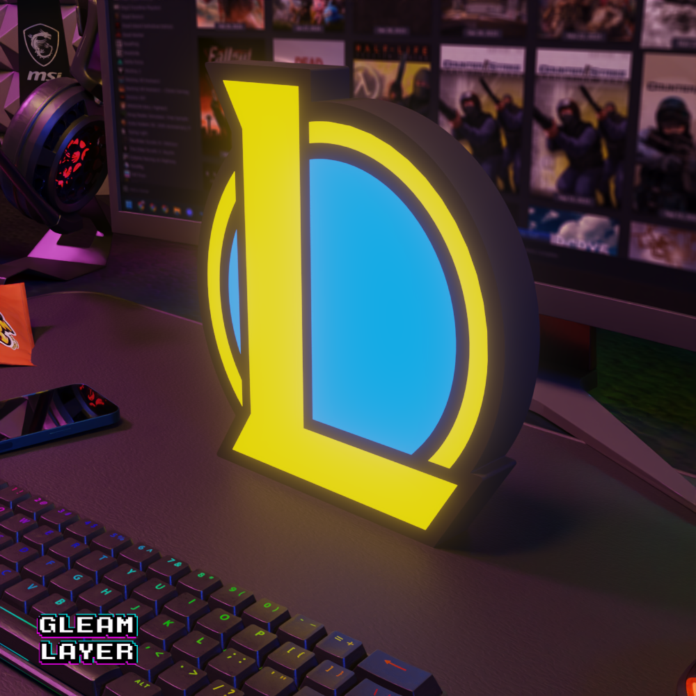League of Legends Summoner Icon Neon Style Wall Accent for Gaming Setups