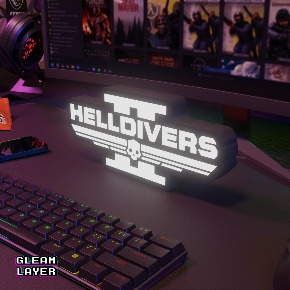 Helldivers 2 Super Earth Neon Style Wall Accent for Gaming Setups
