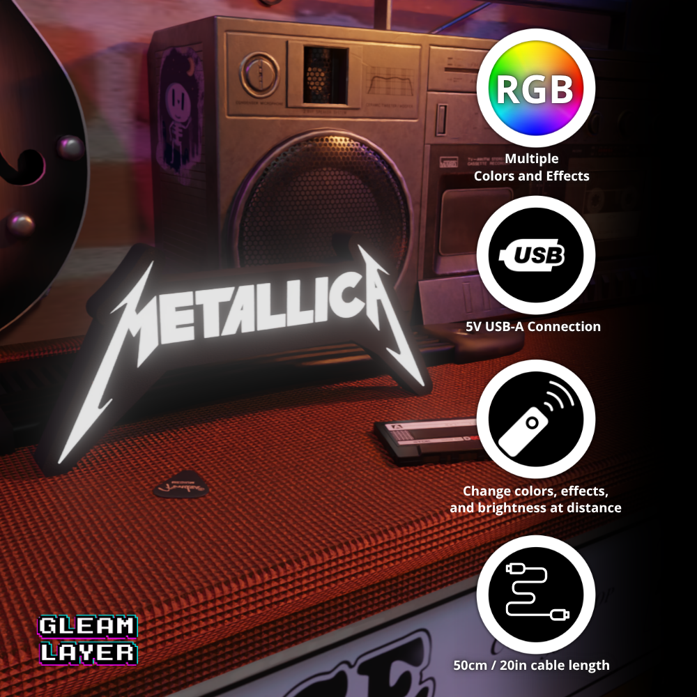 80s Thrash Rock Ambient LED Display for Gamer & Music Spaces