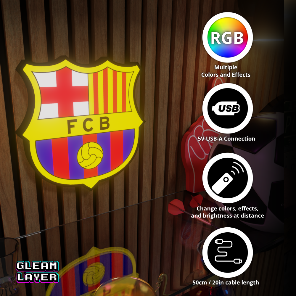 Barcelona Football Club LED Wall Light RGB Neon Sign
