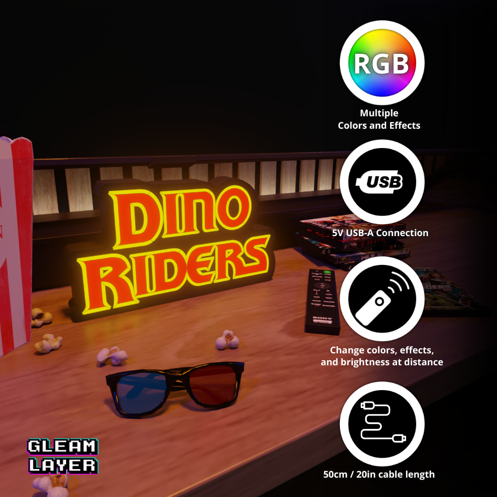 Dino Riders Sci-Fi Fantasy RGB Atmosphere Display for Entertainment Rooms