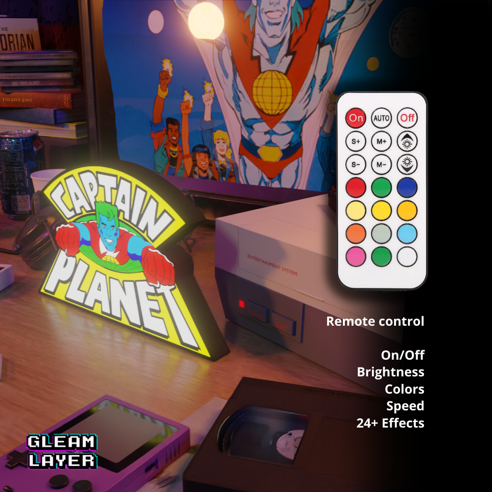 Captain Planet Iconic 90s Cartoon LED Decor for Retro Space