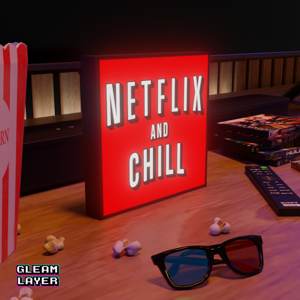 Netflix and Chill LED Lightbox for Home Theater & Lounge Spaces