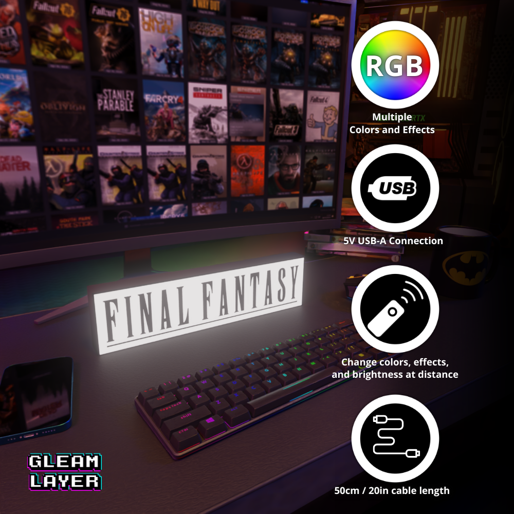 Final Fantasy Fantasy Adventure RGB Atmosphere Display for Entertainment Rooms