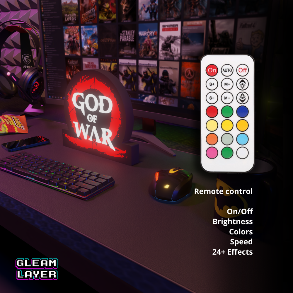 God of War Logo Legendary Action Game LED Decor for Epic Gamer Spaces