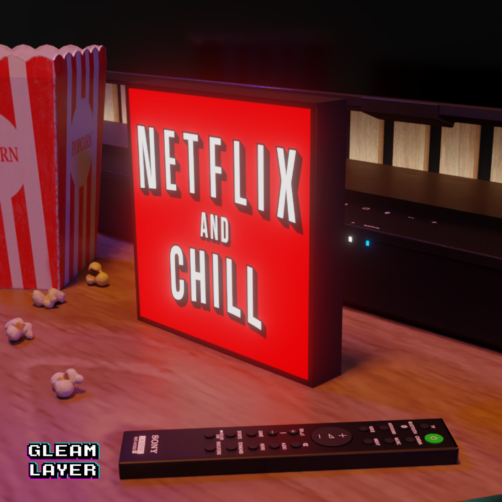 Netflix and Chill Neon Style Wall Accent for Gamer Setups
