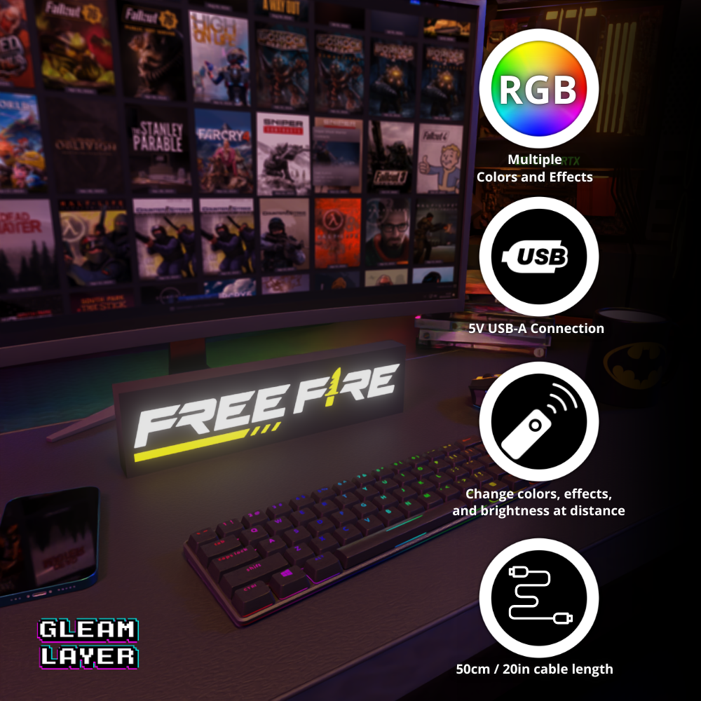 Free Fire Survival Battle RGB Atmosphere Display for Entertainment Rooms