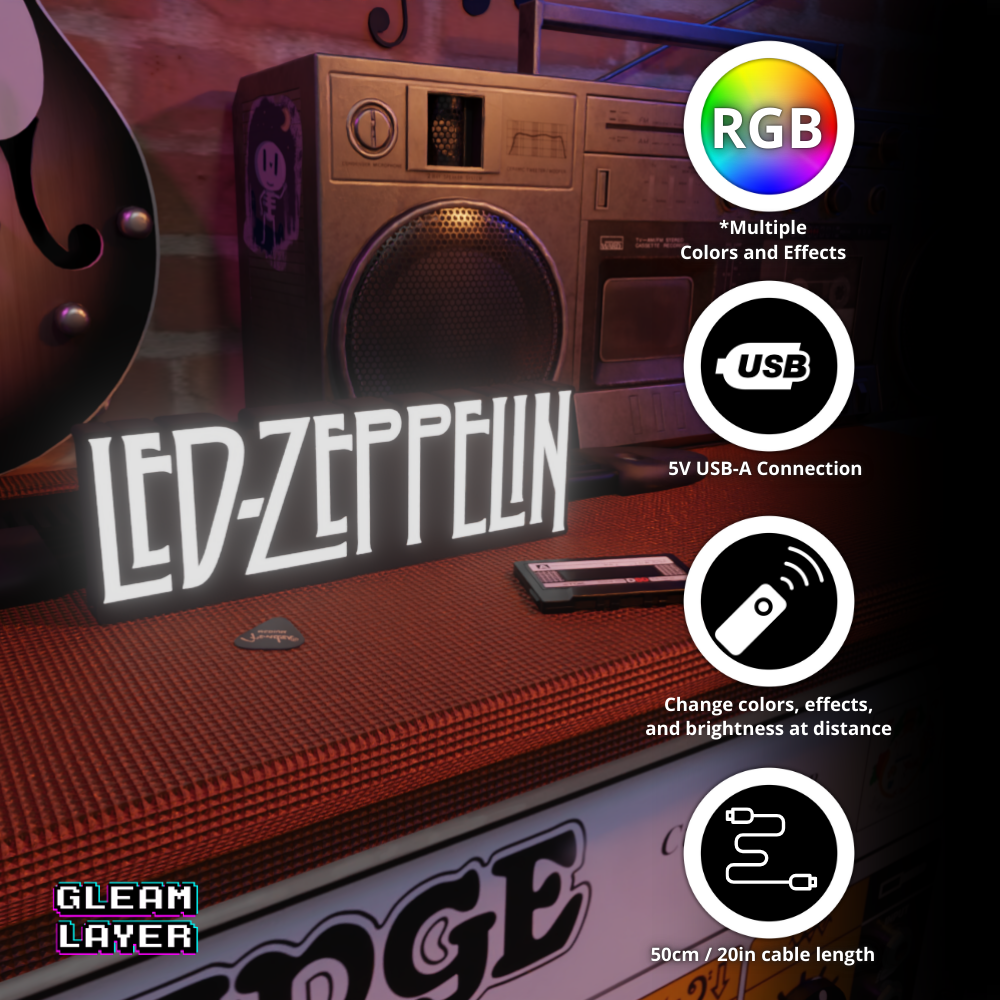 Led Zeppelin Legendary Hard Rock RGB Display for Entertainment Rooms