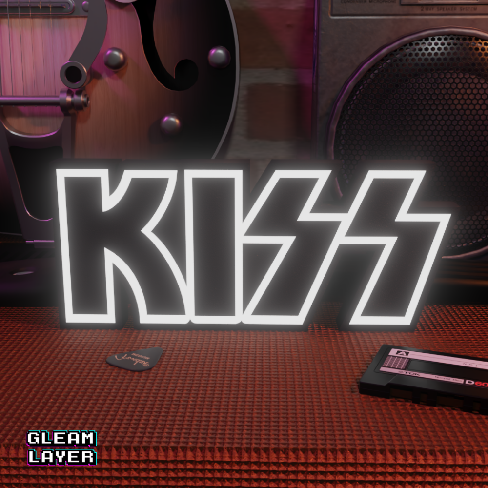 Kiss Classic Rock RGB Glow Sign for Glam Rock Music Rooms