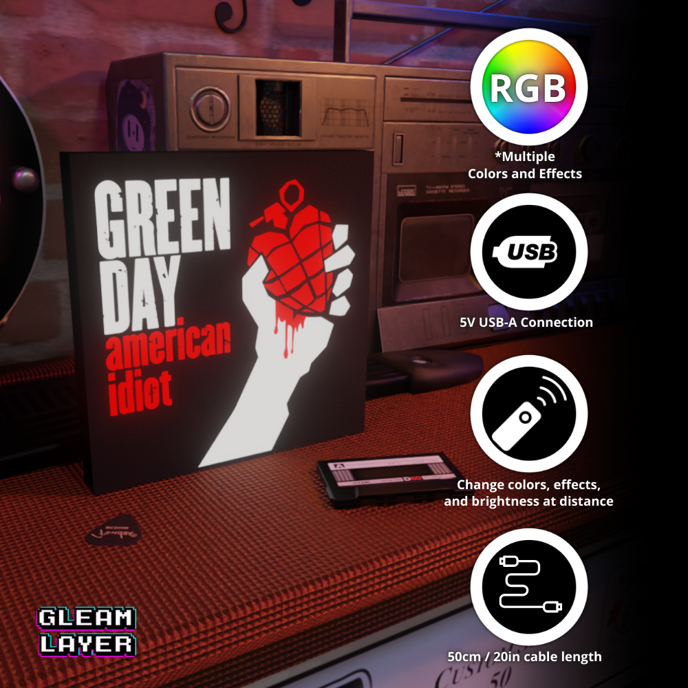 Green Day American Idiot Political Punk RGB Display for Entertainment Rooms