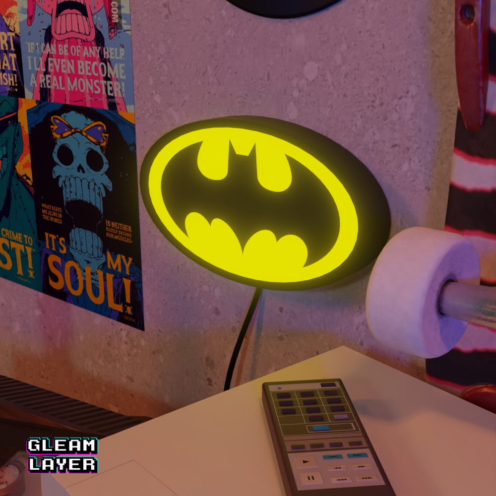 Batman Bat-Signal Neon Style Wall Accent for Gaming Setups