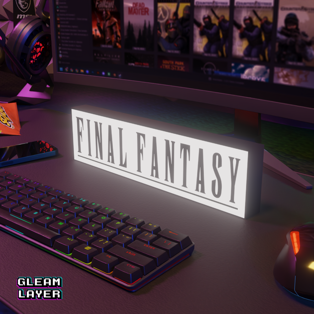 Final Fantasy Crystal Neon Style Wall Accent for Gaming Setups