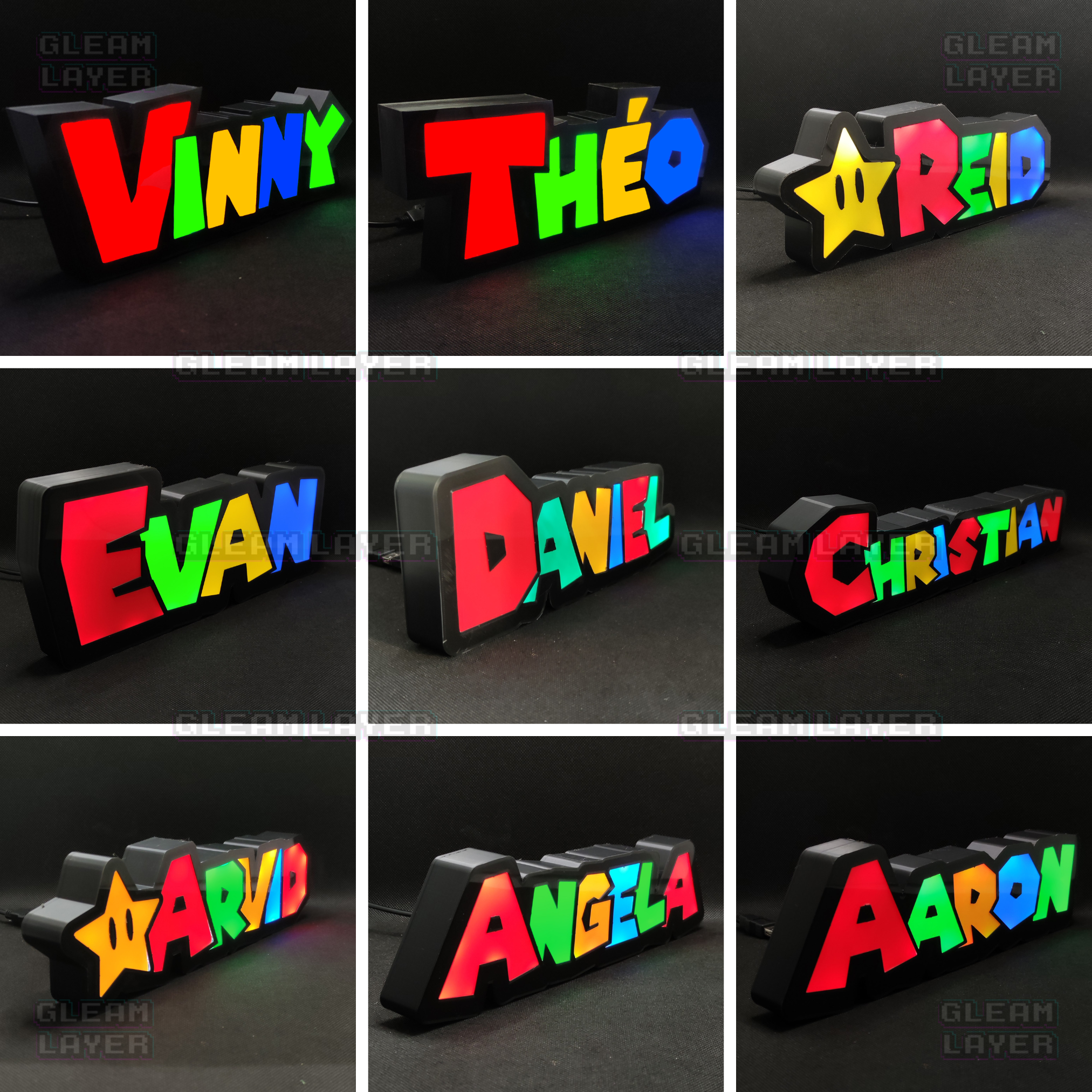 Custom Pixel Name LED Light Sign Super Mario Inspired RGB Lamp