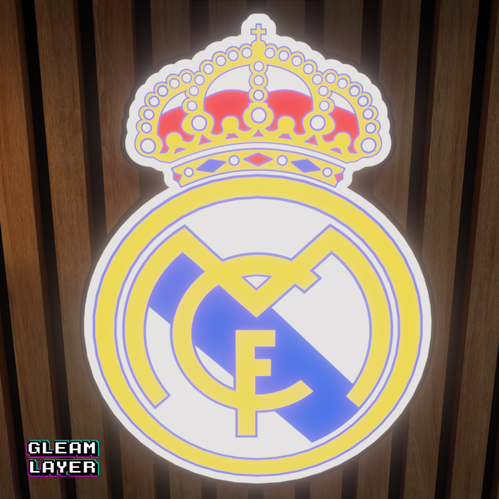 Real Madrid CF Logo LED RGB Light Sign Football Wall Decor