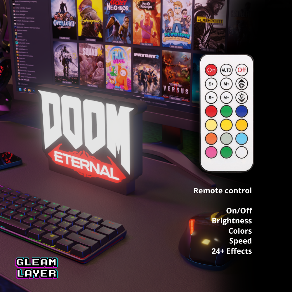 DOOM Eternal Iconic FPS Logo LED Decor for Modern Gaming Spaces