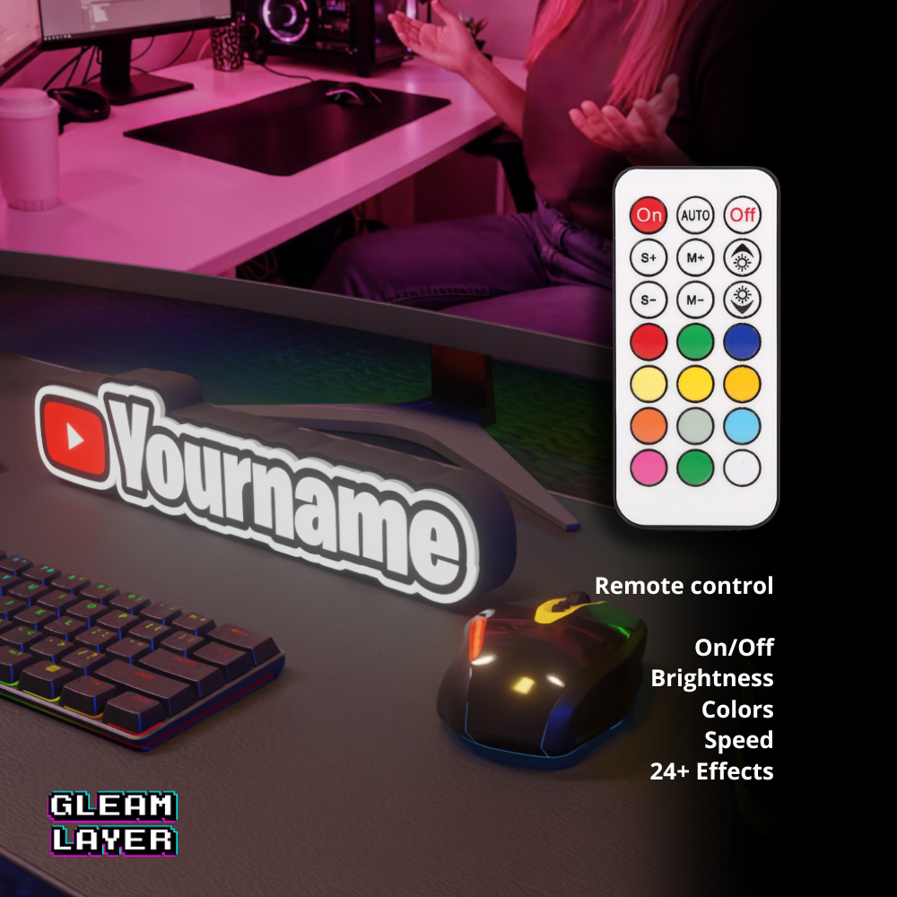 Personalized YouTube Channel LED Decor for Streamers and Creators