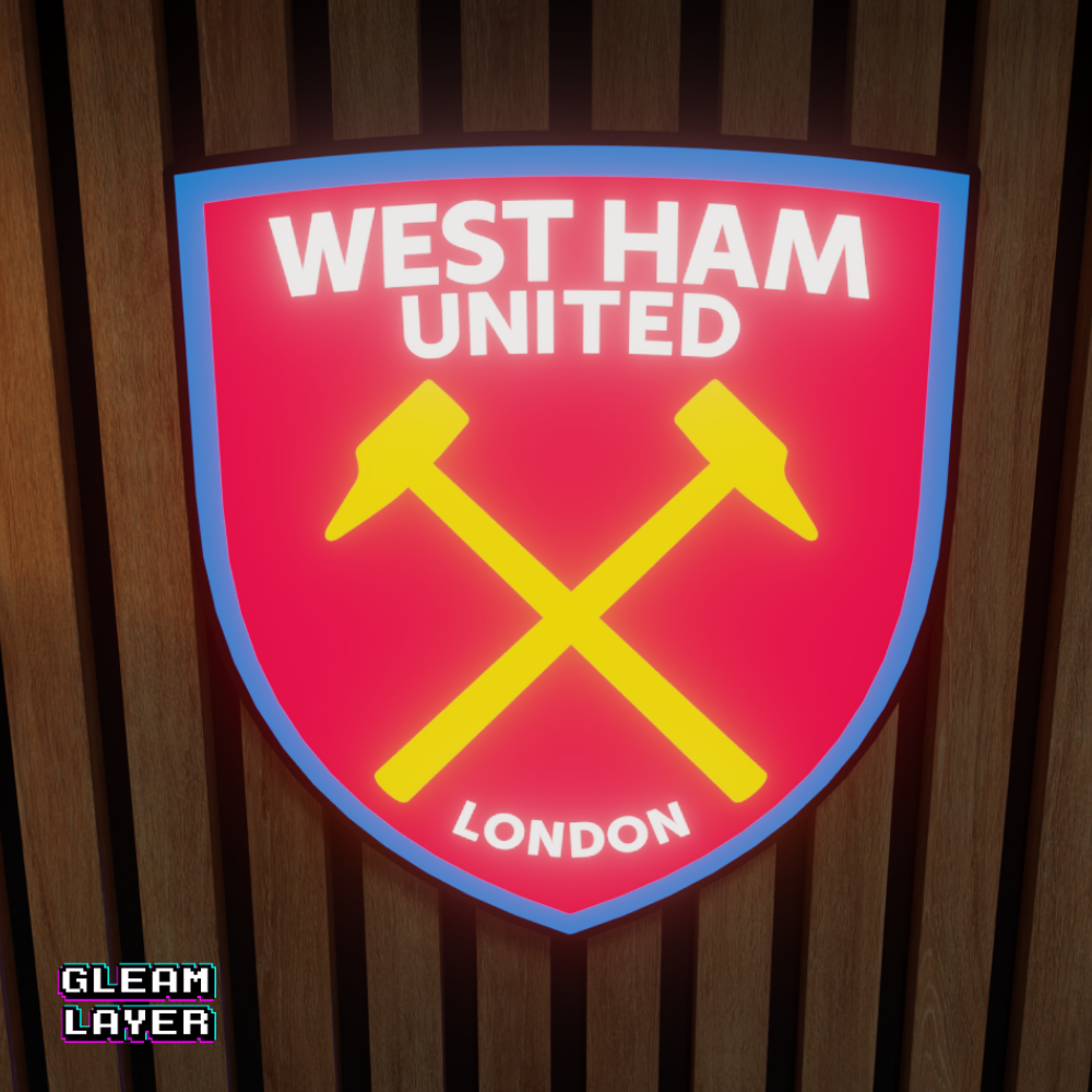 West Ham United FC Logo LED RGB Light Sign Football Wall Decor