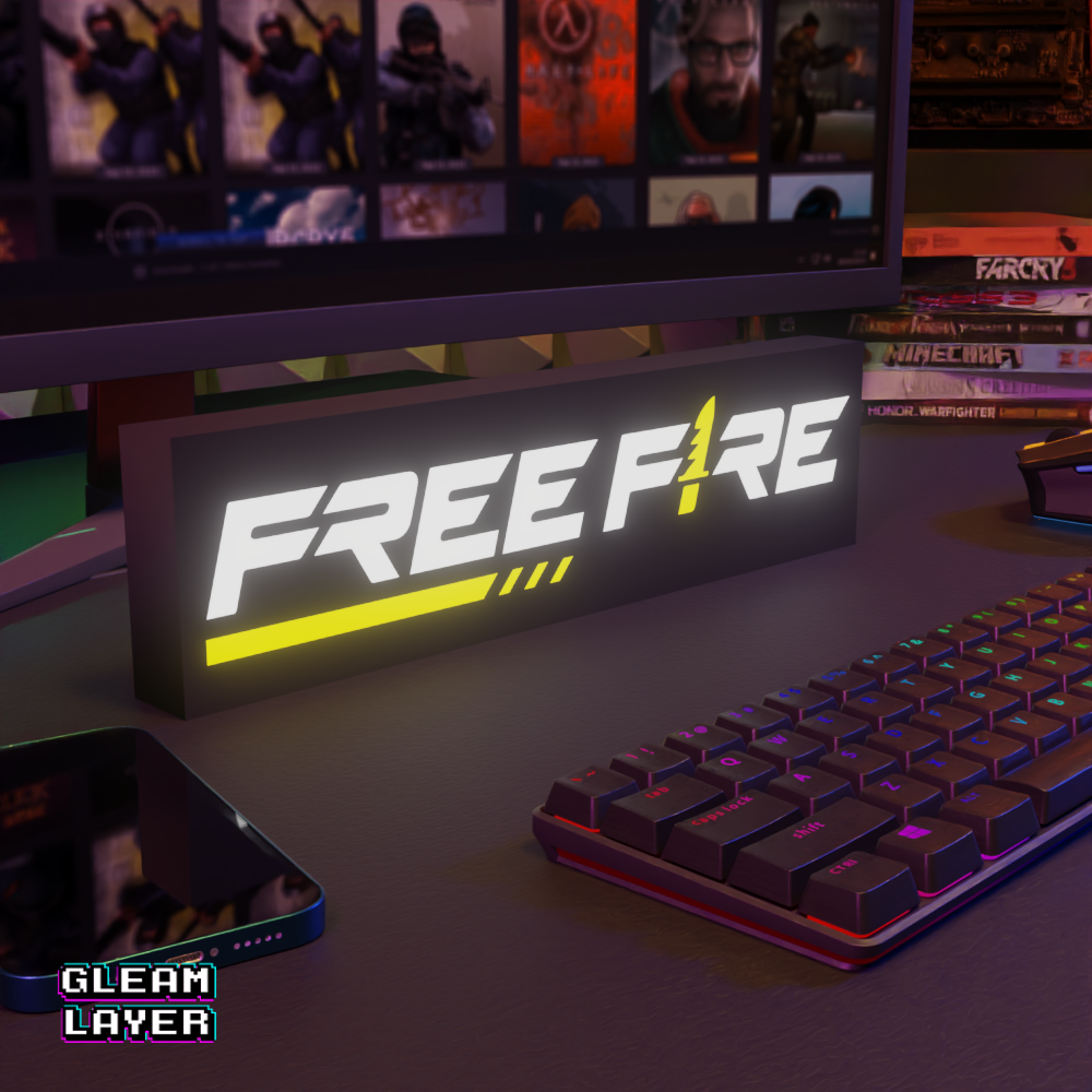 Free Fire LED Lightbox for Collector & Mobile Esports Spaces
