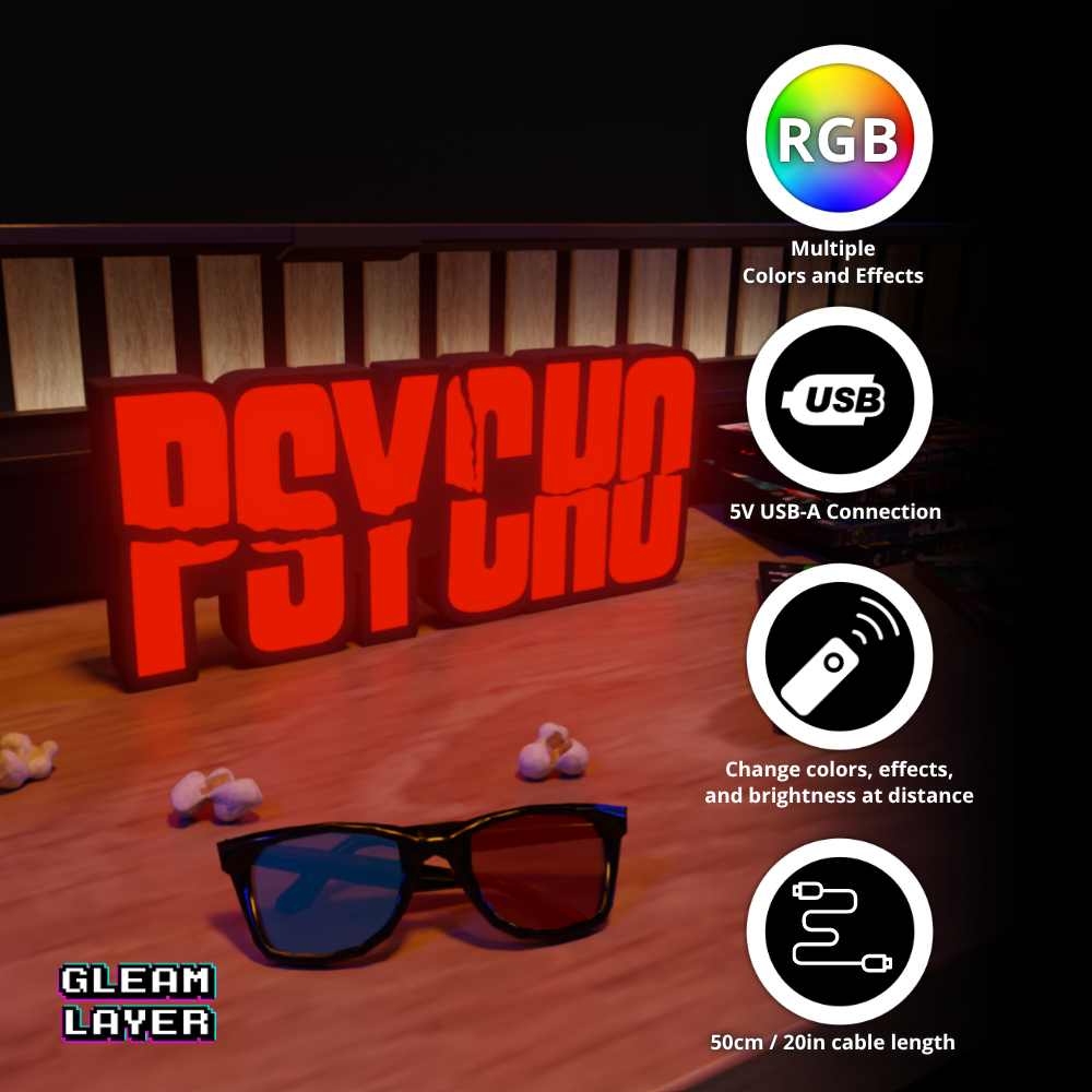 Psycho Black & White Horror RGB Atmosphere Display for Entertainment Rooms