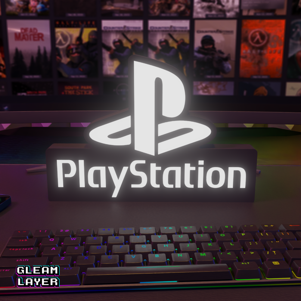 PlayStation Logo RGB Glow Decor for Gaming & Entertainment Rooms