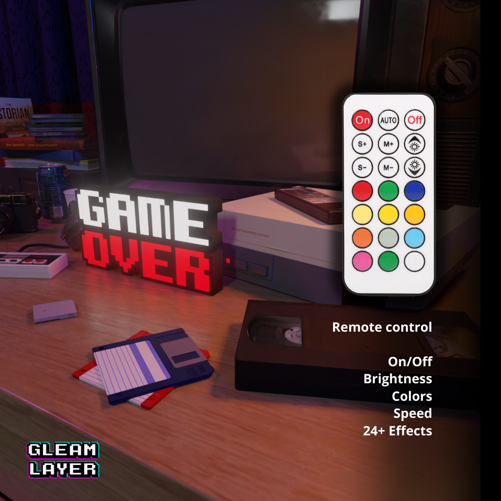 Game Over Iconic Gaming Message LED Decor for Retro Spaces