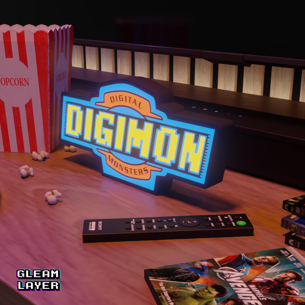 Digimon Digital World Neon Style Wall Accent for Gaming Setups