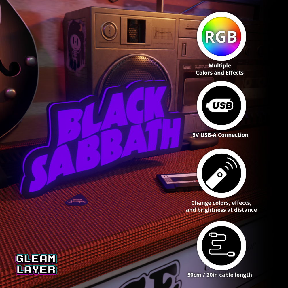 Black Sabbath Dark Rock Era RGB Display for Entertainment Rooms
