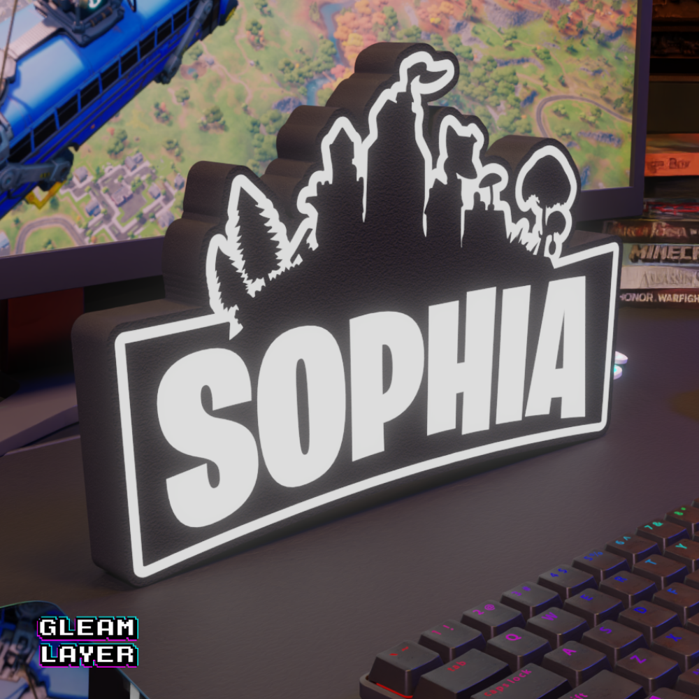 Personalized Fortnite Gamer Tag LED Lightbox Custom RGB Name Sign