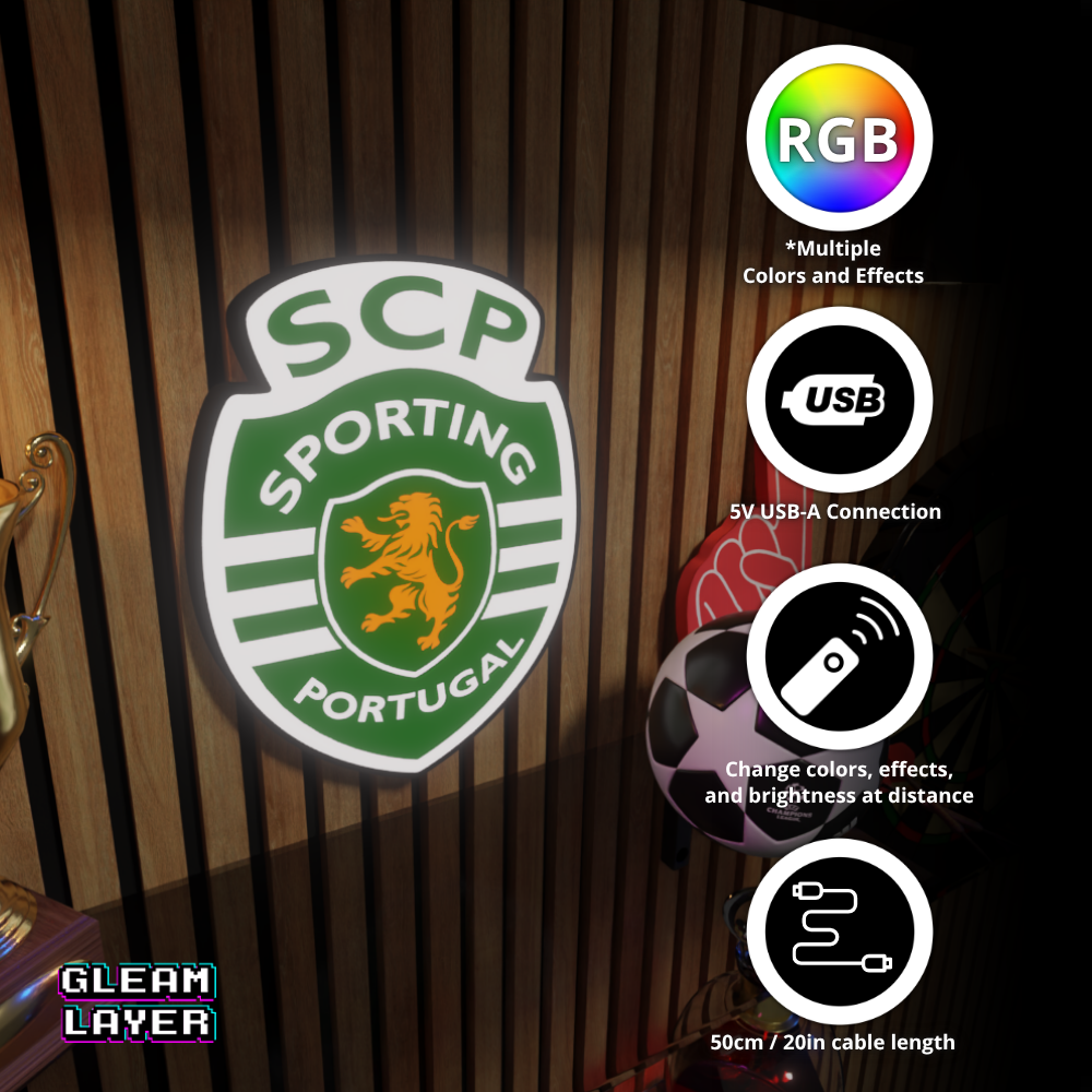 Sporting Lisbon LED RGB Wall Display Light Sign