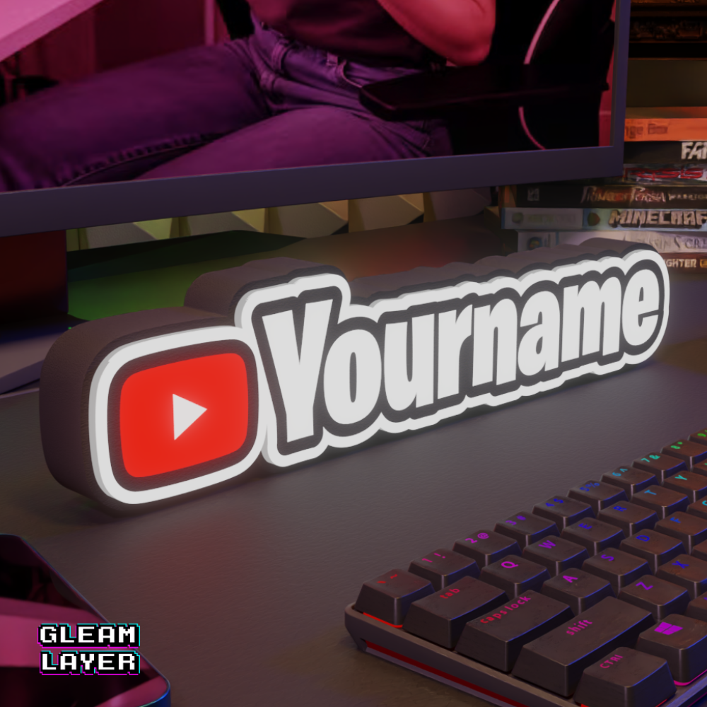 Personalized YouTube LED Lightbox for Creator & Studio Spaces